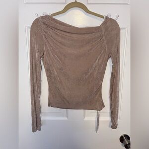 Commense Beige Long Sleeve Blouse